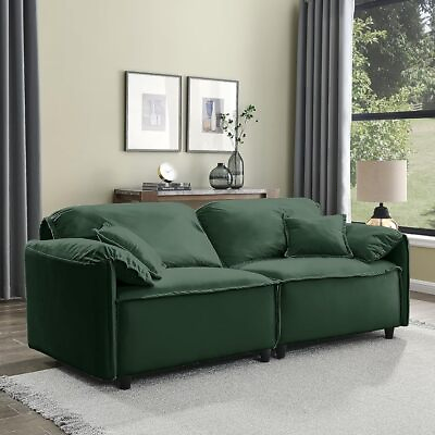 #ad 79quot; Velvet Loveseat Sofa Modern Upholstered Couch 2 Seaters Sofa 2 Pillows $379.99