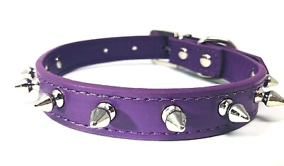 #ad Dog Collar Spikes Studded Rivets Purple Faux Leather XS S M L $10.99