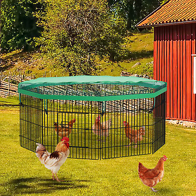 #ad 8 Panel Metal Chicken Coop Run Duck House Outdoor Walk in Poultry Cage Oxford $39.79
