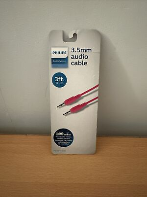 #ad Philips Audio Video 3.5mm 3ft Cable Pink BNIB FREE SHIP $8.00