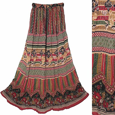 #ad Indian Ethnic Paisley Floral Maxi Skirt For Women Boho Hippie Gypsy Retro P118 $27.99