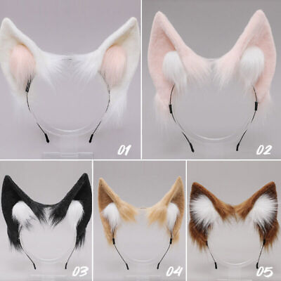 #ad Cosplay Faux Fox Ears Costume Headband Fur Anime Hair Clip Party Party Halloween $24.91
