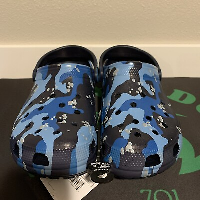 #ad Crocs Classic Mens Size 10 Printed Camo Navy Blue Clog Slip On 206454 4HQ NWT $50.35