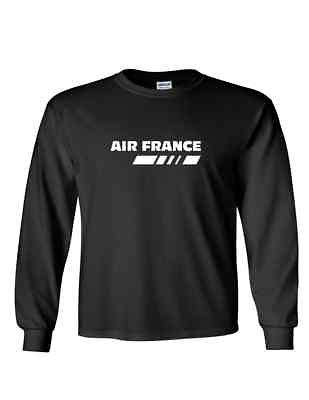 #ad Air France Vintage Logo Shirt French Airline Black Long Sleeve T Shirt $23.99