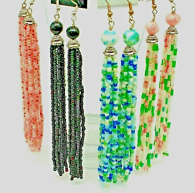 #ad Extra Long Beaded Tassel Drop Fashion Earrings 3 to 5 Inches See Variables $15.00