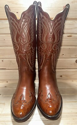 #ad Vtg T.O. STANLEY Alligator Boots Size 10 D Men Custom Exotic Cowboy $650.00