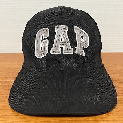 #ad GAP Hat Cap Black Corduroy Strap Back Mens S M Casual Dad Cotton $16.98