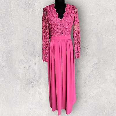 #ad Lulus Dress Cranberry Lace Formal Gown Womens Small Wedding Prom Homecoming $12.45