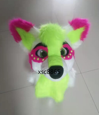 #ad Long Fur Husky Dog Fox Mascot Head Party Halloween Fur Cosplay Head #497 $159.00
