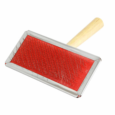 #ad Wood Grip Metal Wire Dog Cat Hair Brush Comb Pet Grooming Tool Red Silver Tone $9.74