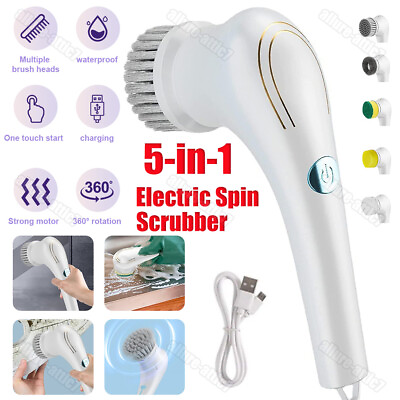 #ad 5 in 1 Handheld Electric Scrubber Cleaning Brush Cordless Spin Power Cleaner NEW $14.99