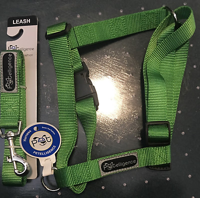 #ad 1 LARGE HEAVY DUTY GREEN HARNESS amp; MATCHING LARGE GREEN LEASH $8.99