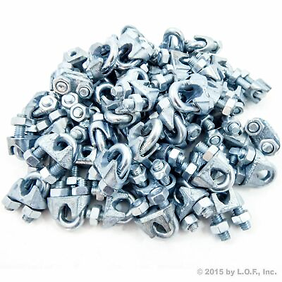 #ad 50 Wire Rope Cable Clips 1 4quot; Zinc Malleable Brand New $55.11