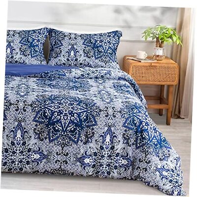 #ad Boho Printed Comforter Set Queen 3PCS Lightweight Queen Full Blue Flower $40.50
