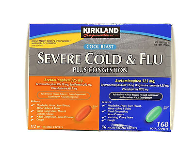 #ad Kirkland Signature Severe Cold amp; Flu Plus Congestion Caps 168 Ct EXPIRE 01 2026 $19.45