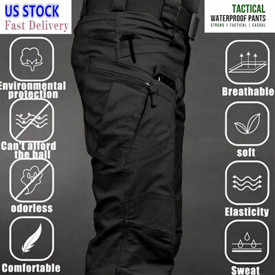 Mens Cargopants Tactical Combat Work Pants Outdoor Waterproof Hiking Trousers $28.19