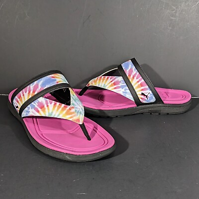 #ad Puma Softride Sunny Tie Dye Flip Flops Pink Casual Sandals Womens Size 9 $21.33
