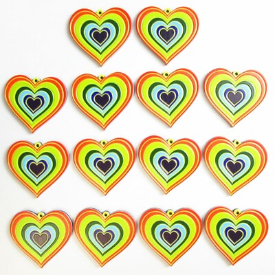 #ad 14Pcs Rainbow Charming Acrylic Back Shape Heart Pendant Bead CJ609 $24.99