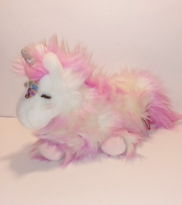 #ad Douglas Unicorn Stuffed Animal Plush Pink Long Lashes 16quot; Floppy $11.04