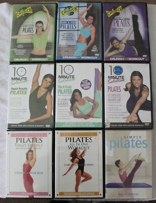 #ad 9 Pilates workout DVD lot 10 Minute Solution Ellen Barrett Lara Hudson Method $17.84