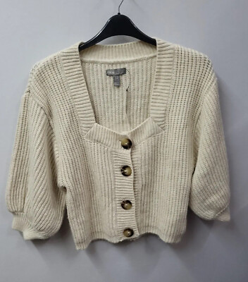 #ad Asos Design Womens Knit Squeere Neck Ladies Short Sweater Size UK 12 Cream GBP 14.00