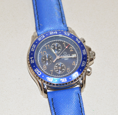#ad Mens Wristwatch CADET CHRONOSTAR Watch 100M WR Blue Nylon Band $13.90