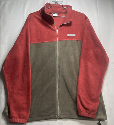 #ad Columbia Fleece Mens 3XT Full Zip Long Sleeve Red Gray Jacket $19.77