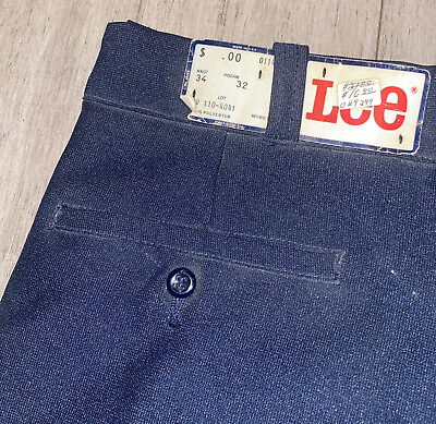 #ad Vtg 60s Lee Pants Mens 34 32 Work Wear Polyester Navy Disco Midcentury NEW NOS $79.99
