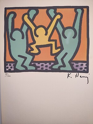 #ad COA Keith haring Painting Print Poster Wall Art Signed amp; Numbered $149.95