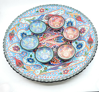 Unique Large Seder Plate Handmade of Turkish Traditional Ceramic Pottery 16quot; $349.95