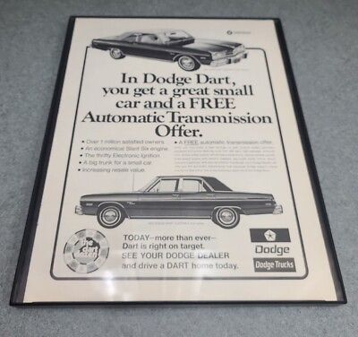 #ad 1974 Dodge Dart Free Automatic Print Ad Framed 8.5x11 $18.05