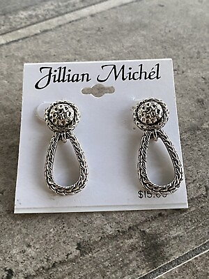 #ad Jillian Michel Earrings Silver Tone Pierced Fashion New on the card $8.50