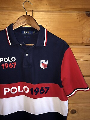 #ad Polo Ralph Lauren Patriotic Polo Active Shirt Men Sz M Short Sleeve Classic Fit $29.27