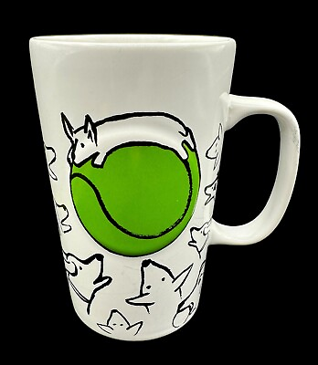 #ad Starbucks Ceramic Mug Cup Dogs Tennis Ball Dot Collection Corgi 16 oz White $15.99