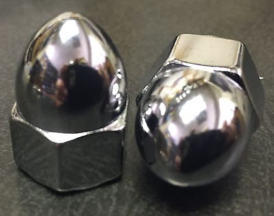 #ad Chrome Acorn High Crown Cap Nuts * Size#x27;s 10 24 to 1 2 20 amp; 6 8 10mm Sold Each $2.86