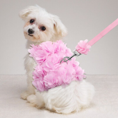 Pet Small Girl Dog Puppy Harness Pink Flower Vest for Yorkie Chihuahua Maltese $9.49