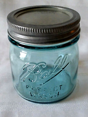 #ad BALL 1 2 HALF PINT Aqua BLUE MASON Jar quot;Collector#x27;s Editionquot; Canning REPLICA $12.97
