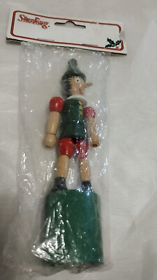 #ad Wooden Pinocchio Push Up Puppet Christmas Toy 5quot; New In Package By Sterling $10.00