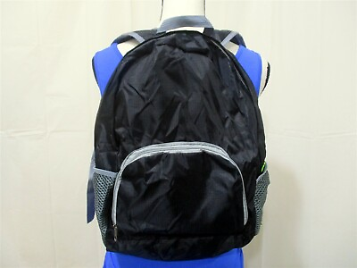 #ad Unisex Adult Folding Backpack Black Standard $8.95
