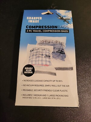 #ad Sharper Image Travel Compression Bags 2 Pieces 1 Med 16x24” 1 Lrg 20x28” $7.48