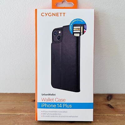 #ad Cygnett UrbanWallet Apple iPhone 14 Plus Wallet Case Black New Cash Card Slots AU $33.95
