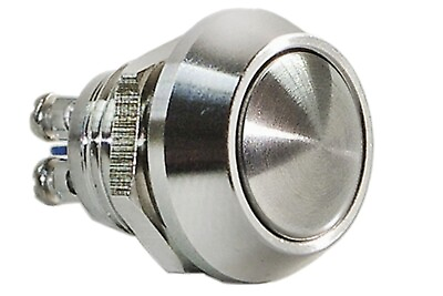 #ad 1 2quot; Silver Domed Momentary Stainless Steel Metal Push Button Switch 12mm 12V $11.99