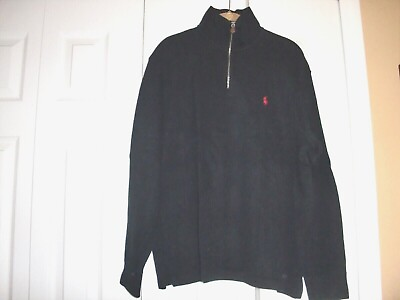 #ad Men#x27;s POLO RALPH LAUREN Black Mock Neck Zip LOGO 100%Cotton Sweater size L NICE $18.71