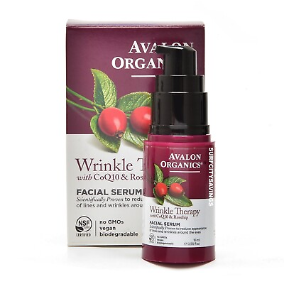 #ad Avalon Organics Wrinkle Therapy Facial Serum CoQ10 amp; Rosehip 0.55 Oz FAST SHIP $9.95