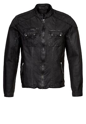#ad New Leather Jacket Mens Biker Motorcycle Real Leather Coat Slim Fit Black #1105 $118.00