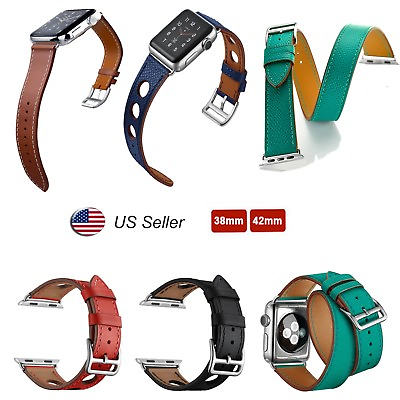#ad Genuine Leather Strap Watch Band for Apple Watch 7 6 5 4 3 2 38 40 41mm 42 44mm $8.99