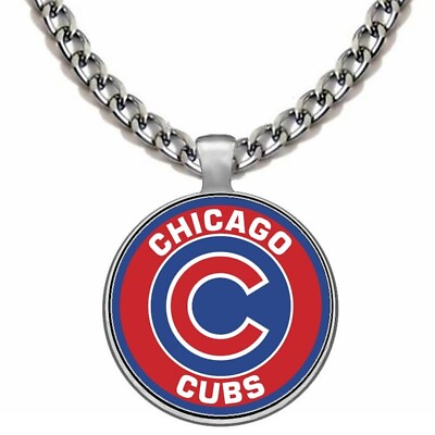 #ad Large Chicago Cubs Stainless Steel Chain Link Pendant Necklace Free Ship D5 $23.95