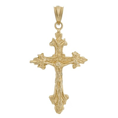 #ad 14k Yellow Gold Filigree Jesus Christ Crucifix Cross Charm Pendant 1.4quot; 2.3grams $174.99