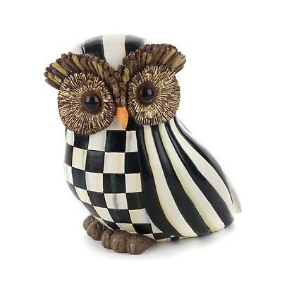 #ad Mackenzie Childs Courtly Stripe and Check Large Owl 9 quot; Figure New $99.98