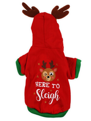 #ad dog Christmas Costume hoodie here to sleigh size Medium $17.63